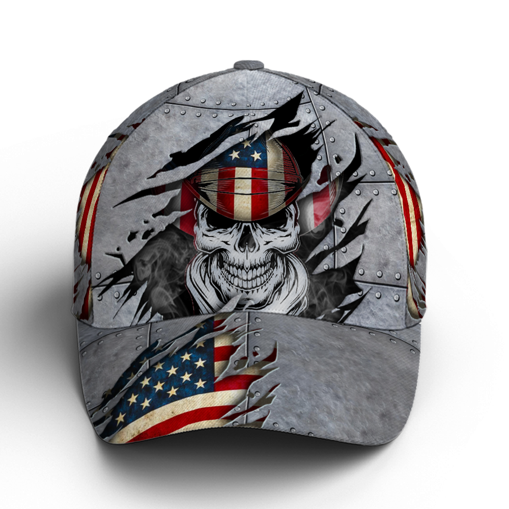 Skull Cowboy Us Flag Pattern Metallic Baseball Cap Coolspod