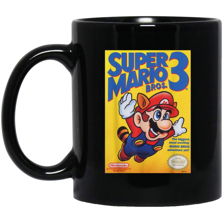 Super Mario Bros 3 Flying Raccoon Mario Poster Black Mug