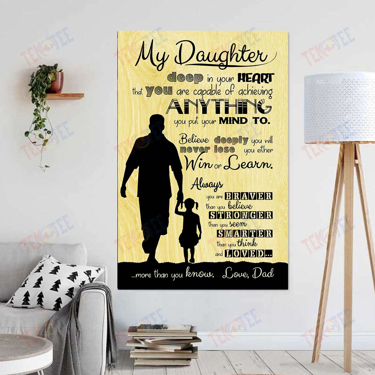 Canvas Art Dad For Girl My Daughter Print Adhered To Wood Wall Art Wall Art Home Decor