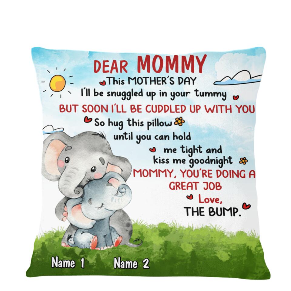 Personalized Mom Pillow Dear Mommy Elephant Dinosaur Bear Pillow 18X18 Custom Mother’S Day Gift F162