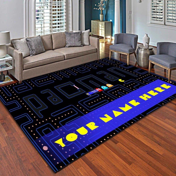 Pacman Map Personalized Area Rug, Living Room Carpet – Customized Floor Decor