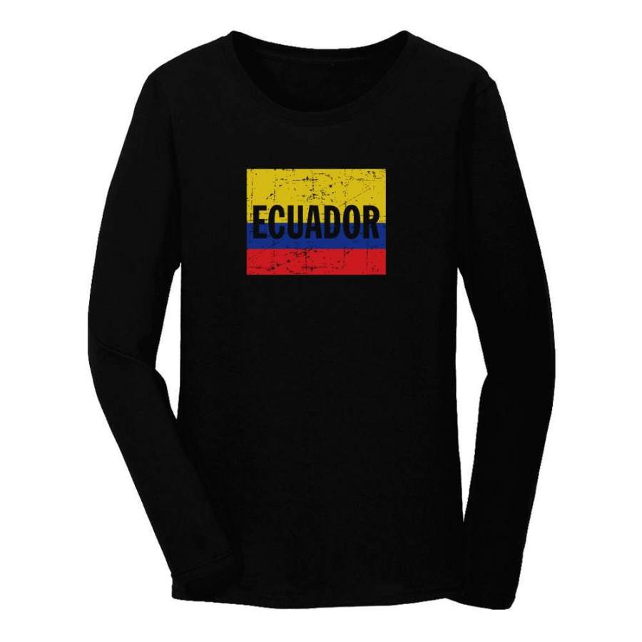 Ecuador Flag – Vintage Retro Ecuadorian Women Long Sleeve T-Shirt