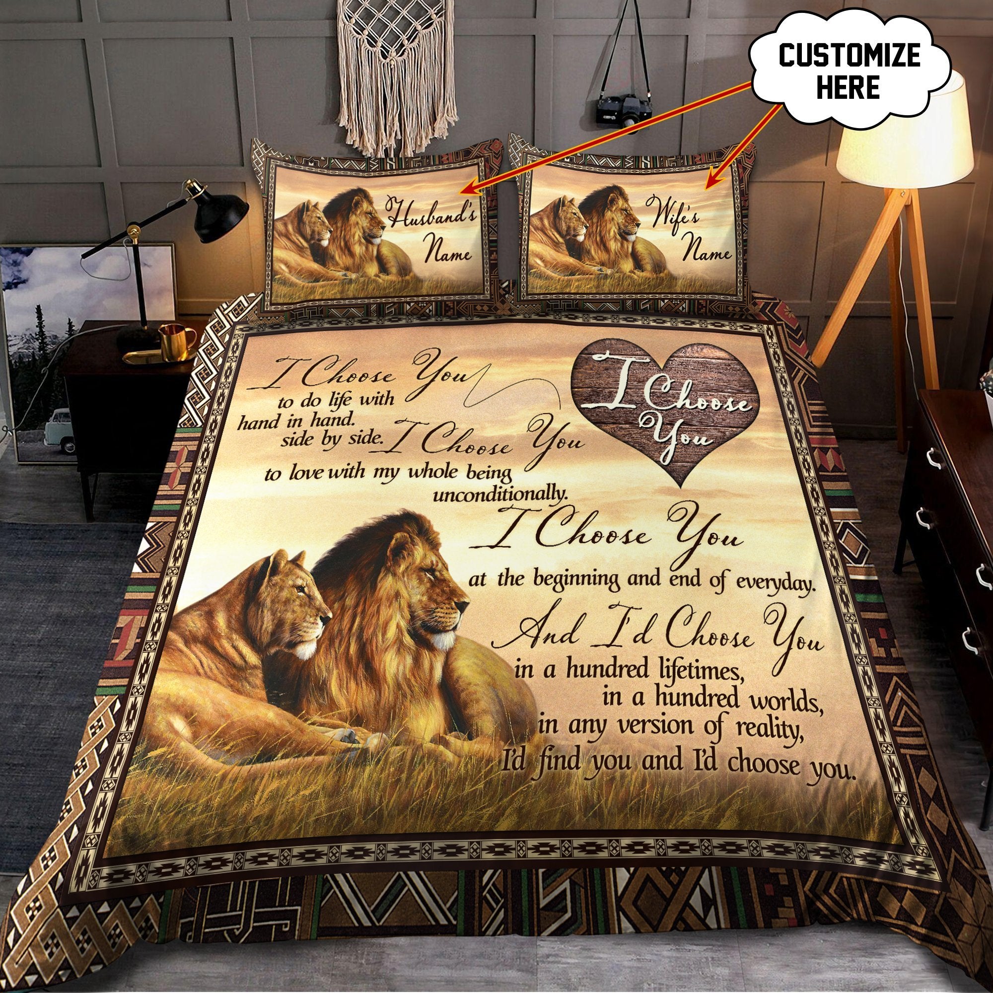 Tmarc Tee I Choose You Lion’S Love Custom Bedding Set With Your Name