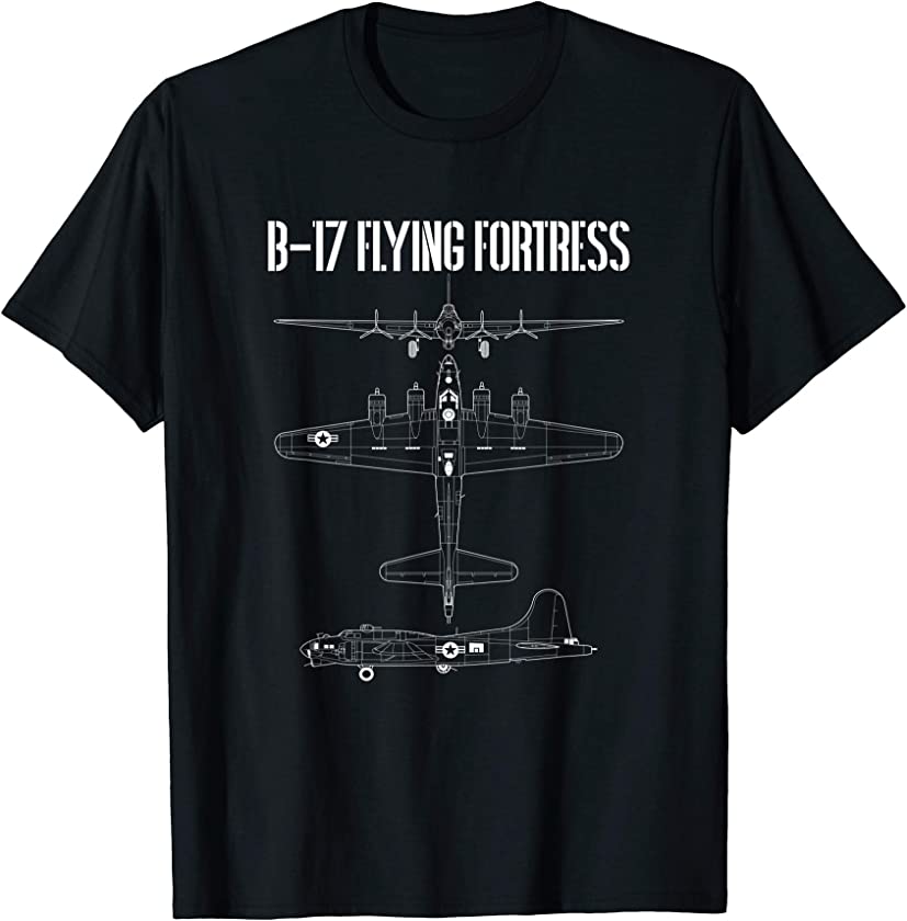 Vintage WW2 B-17 Flying Fortress Airplane Schematic T-Shirt