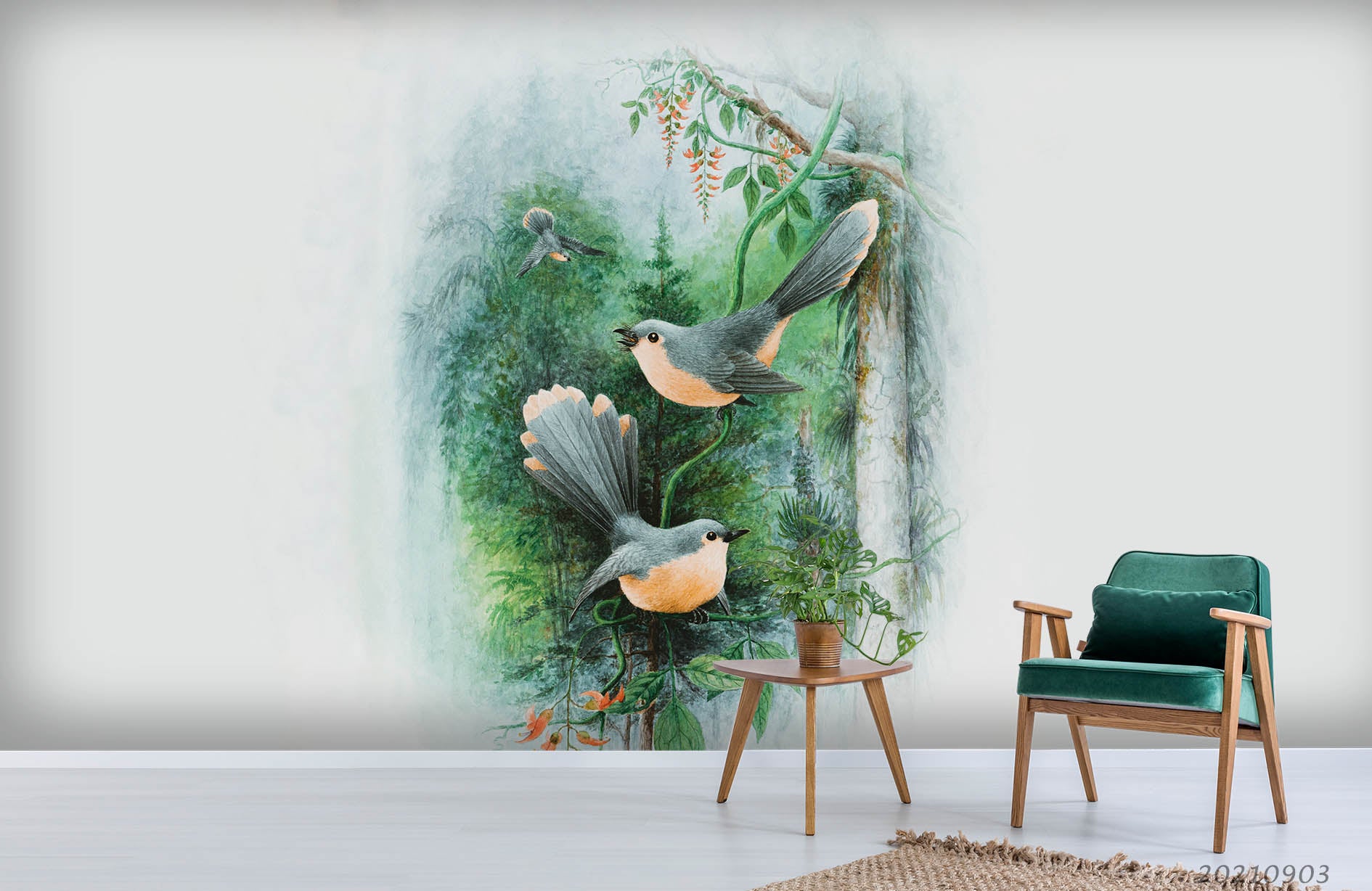 3D Watercolor Forest Animal Bird Wall Mural Wallpaper Lqh 258