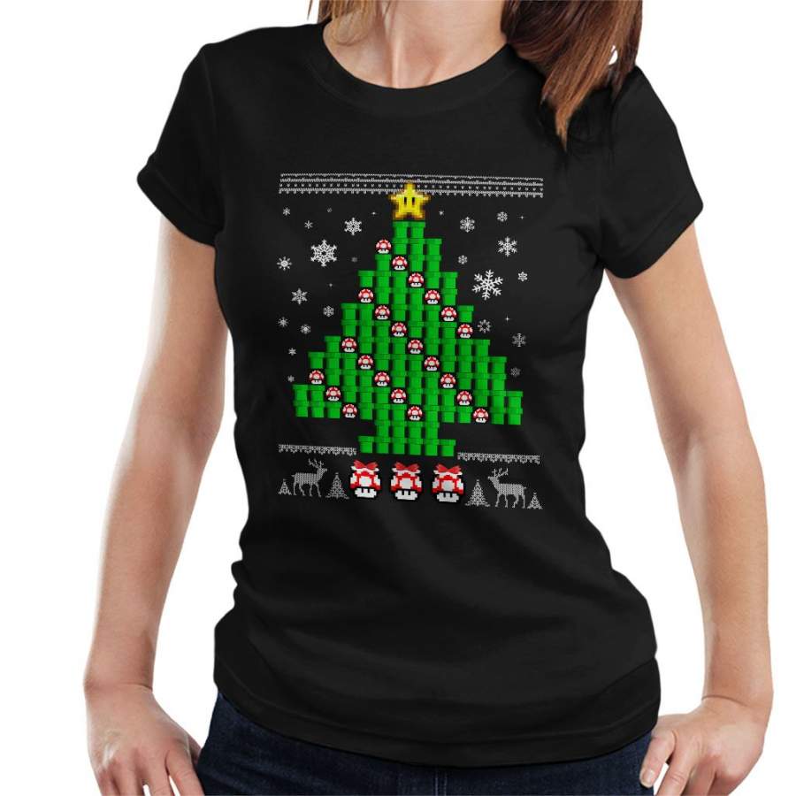 Super Mario Mushroom Christmas Tree Women’s T-Shirt