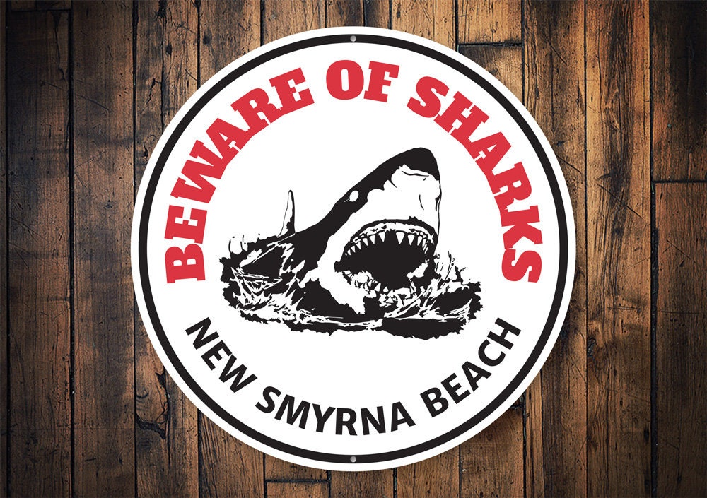 Beware Of Shark Sign, Shark Warning, Shark Warn Sign, Shark Sign, Shark Decor Gift, Shark Decor, Beach Decorations, Beach – Metal Sign