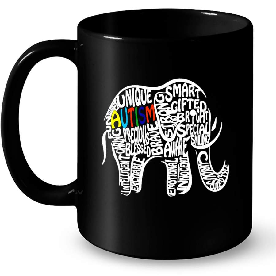 Autism Awareness Elephant – Full-Wrap Coffee Black Mug