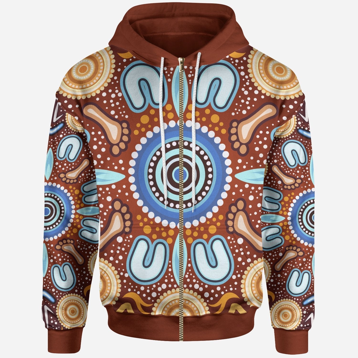 Aboriginal Zip Hoodie – Indigenous Circle Dot Painting Ver02 – Vergors ...