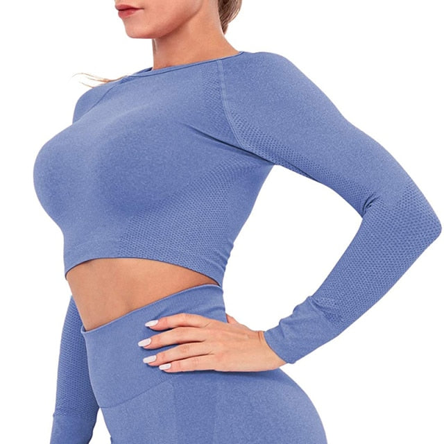 Women’S Seamless Croped Long Sleeve Workout Top