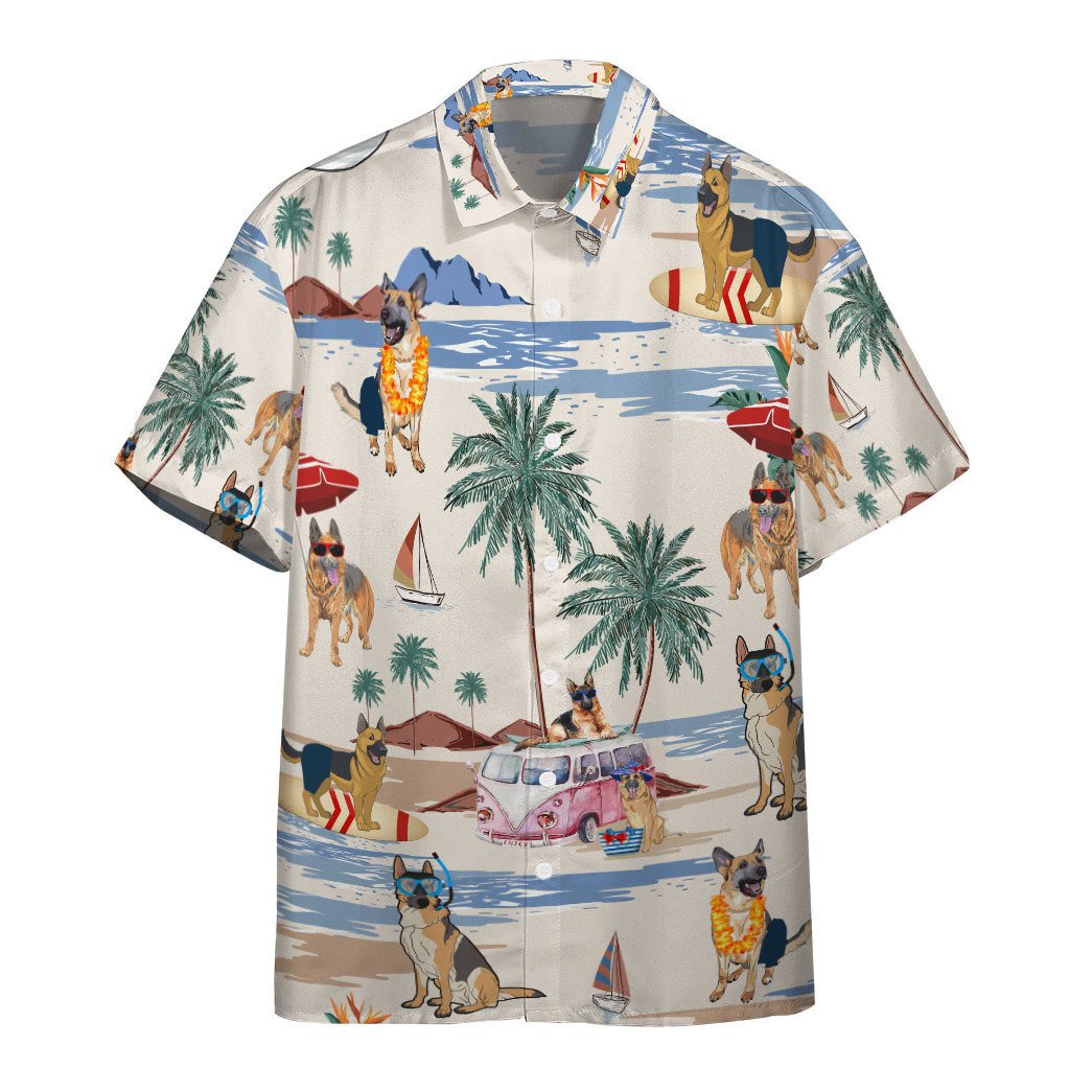 Gearhumans German Shepherd Summer Beach Retro Custom Hawaii Shirt Ha13988