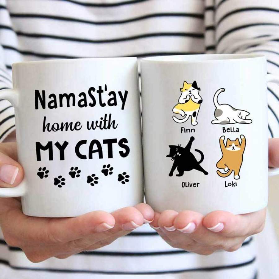 Namastay Home With My Cats Personalized Mug