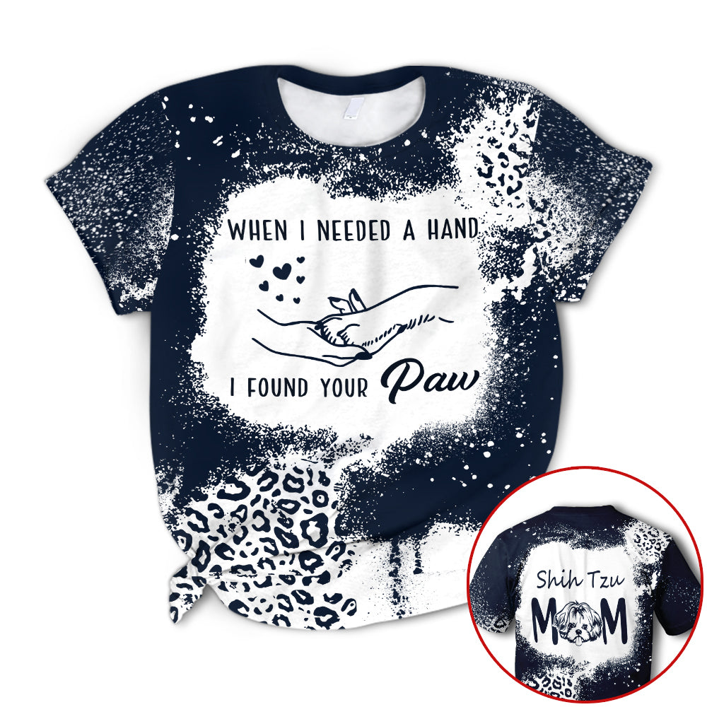 Shih Tzu When I Needed A Hand I Found Your Paw, Leopard Patch, All Over Print Shirts, 3D Hoodie For Shih Tzu Mom, Shih Tzu Lovers, M0402, Nh95