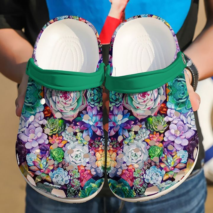 Succulent Flower Sku 2449 Crocs Crocband Clog Comfortable For Mens Womens Classic Clog Water Shoes