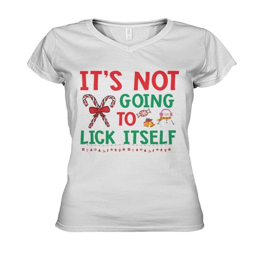 Christmas Its Not Going To Lick Itself Candy Cane Ladies V-Neck