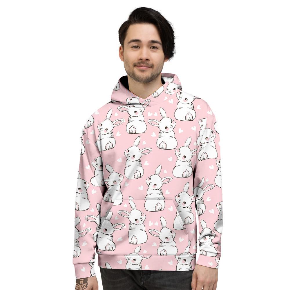 Rabbit Pink Print Pattern Men’S Hoodie