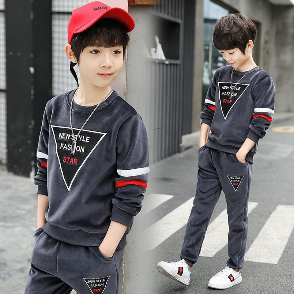 Sporty Style Boy Clothes Sets Cotton T-Shirt and Pants Outfit Sport ...