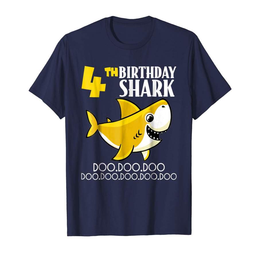 4th Birthday Baby Shark Doo Doo Doo Gift 2014 T-Shirt Kid