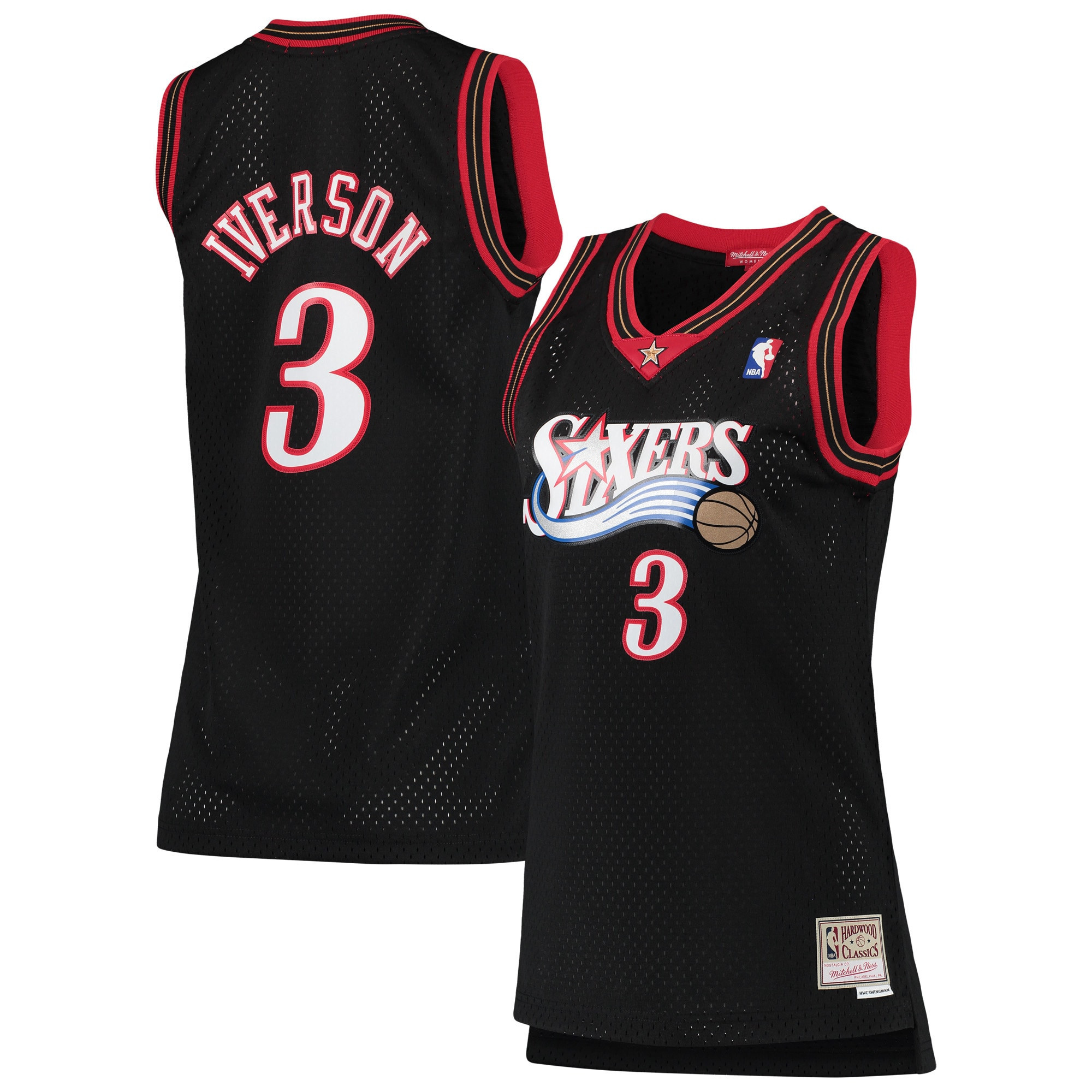 Allen Iverson Philadelphia 76ers Mitchell & Ness Womens 2000-01 Hardwood Classics Swingman Jersey – Black NBA