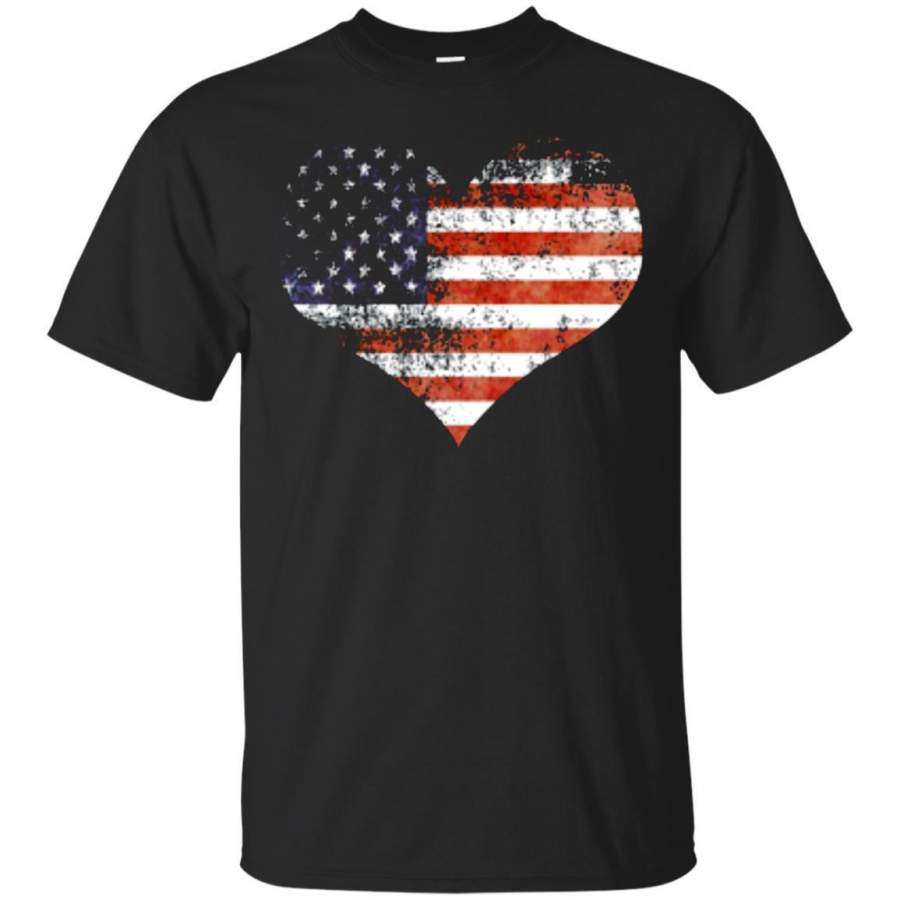 AGR Heart Shaped American Flag Patriotic 4th Of July T-shirt zGalaxy Fashion T-Shirt