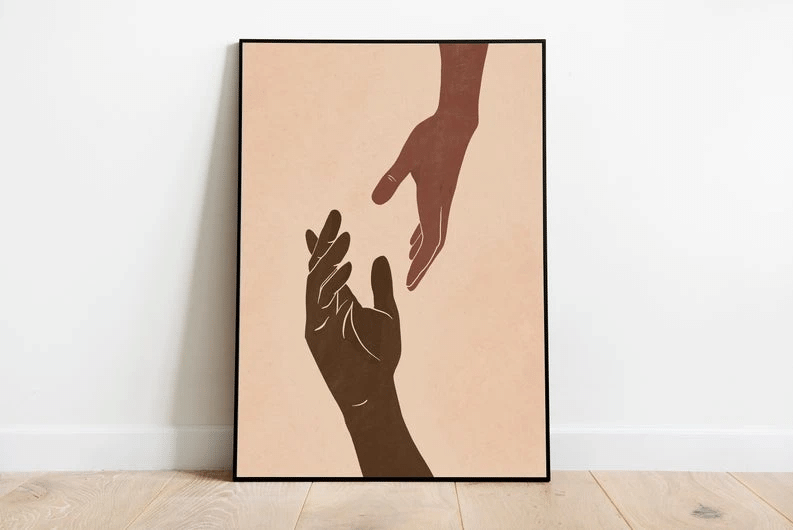 Abstract Hands Poster Canvas – Black African Americans Poster Canvas – Gift For Black Couple Love Boho Hands Evg81845