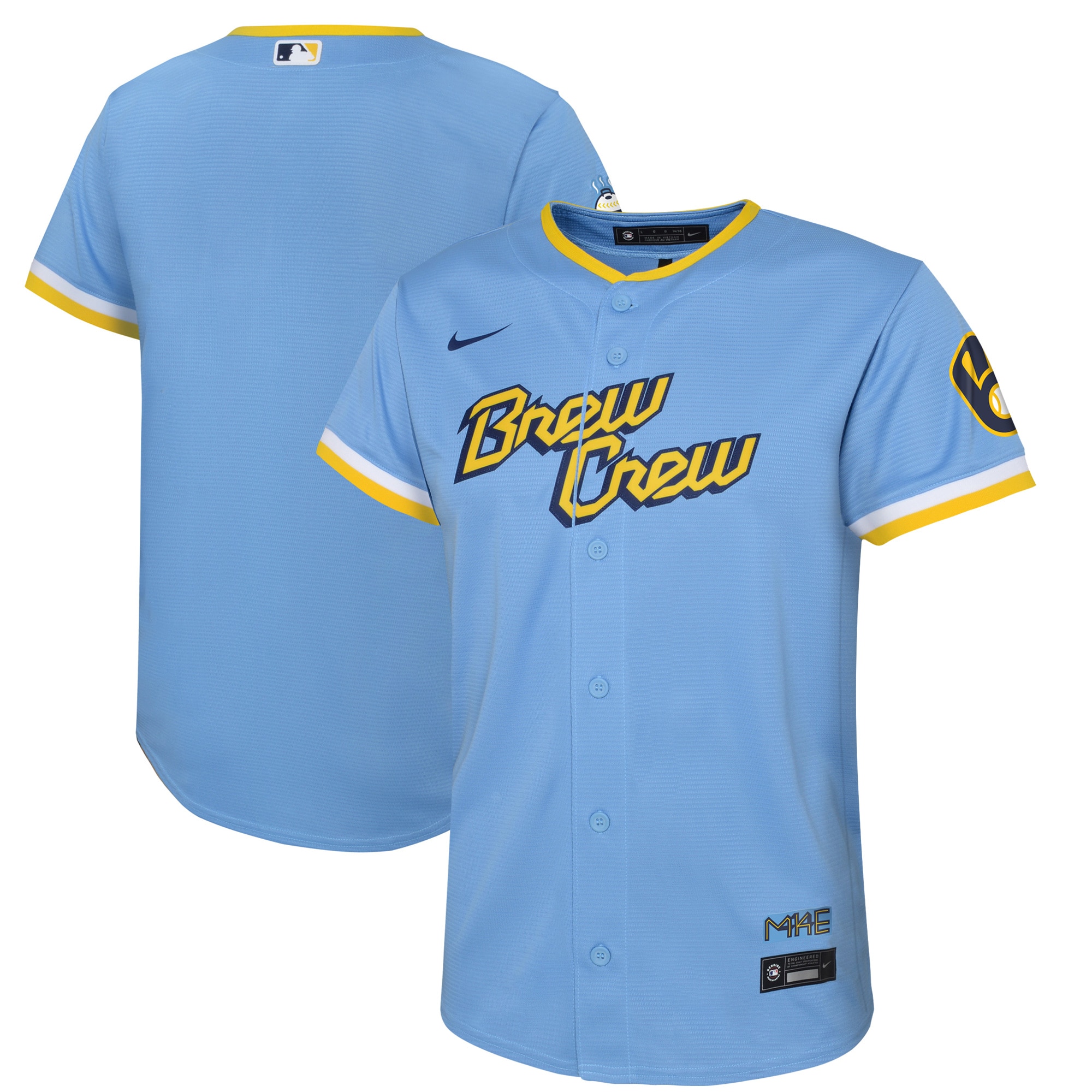 Milwaukee Brewers Youth City Connect Replica Team Jersey – Powder Blue