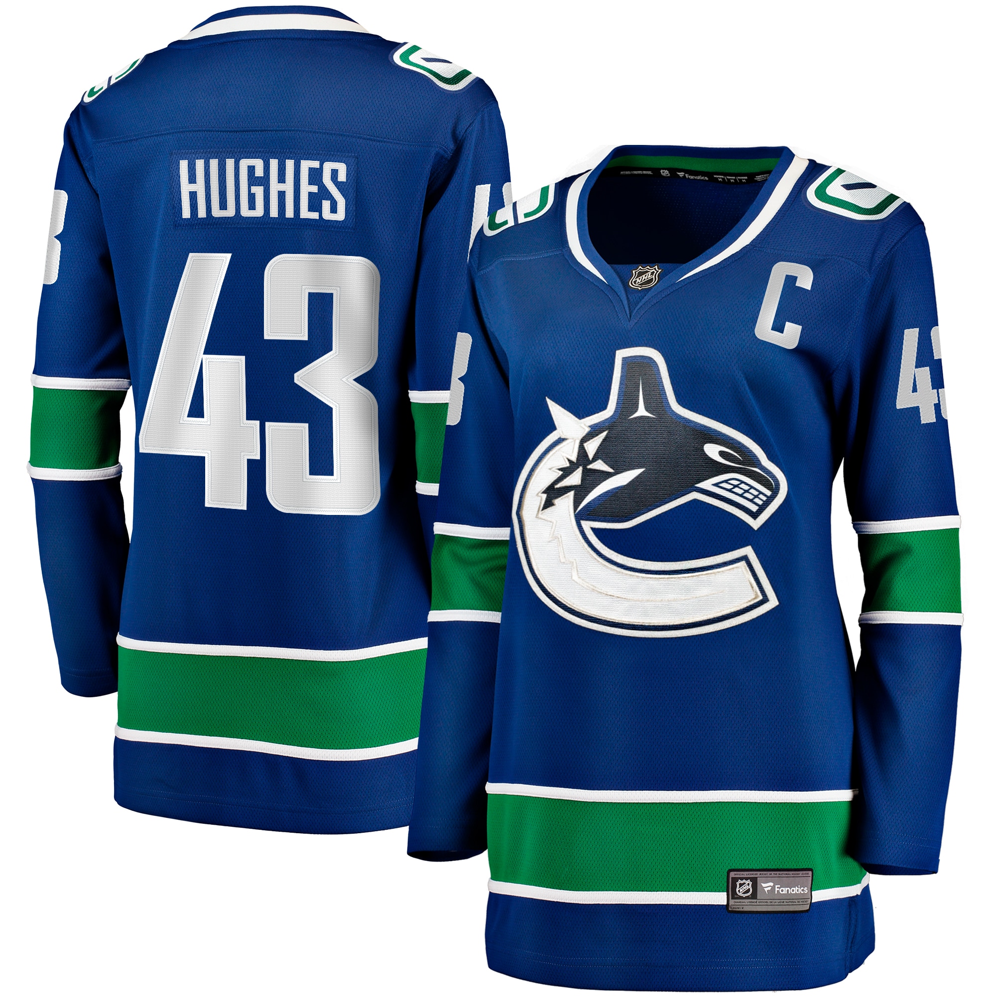 Quinn Hughes Vancouver Canucks Branded Women's Home Breakaway Player Jersey – Blue