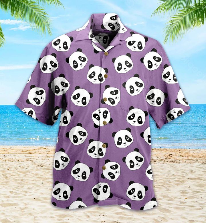 Panda Pattern Purple 3D Hawaiian Shirt