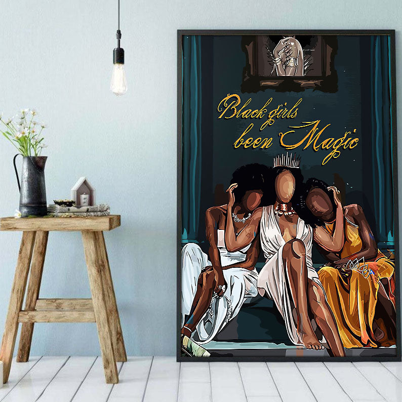 West Africa Custom Canvas Prints Trendy Black Poster Print Black Girl Afro Man Glamorous Canvas Wall Art