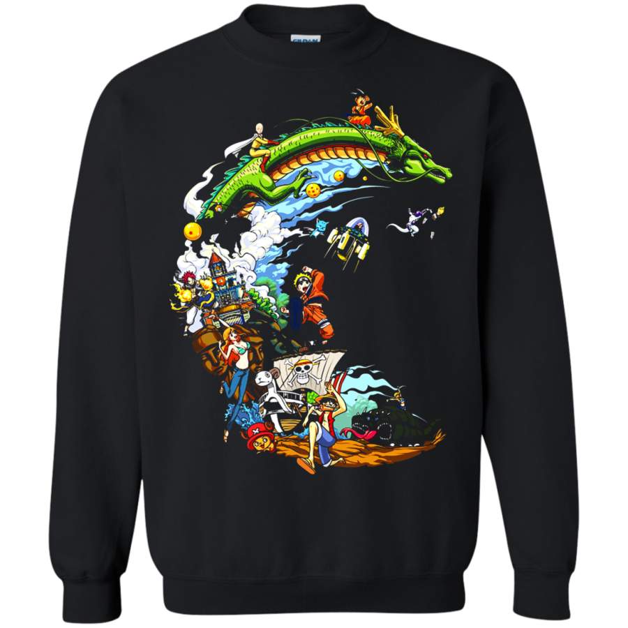 AGR Mashup Anime 3D Bleach Dragon Ball Naruto One Piece Sweatshirt