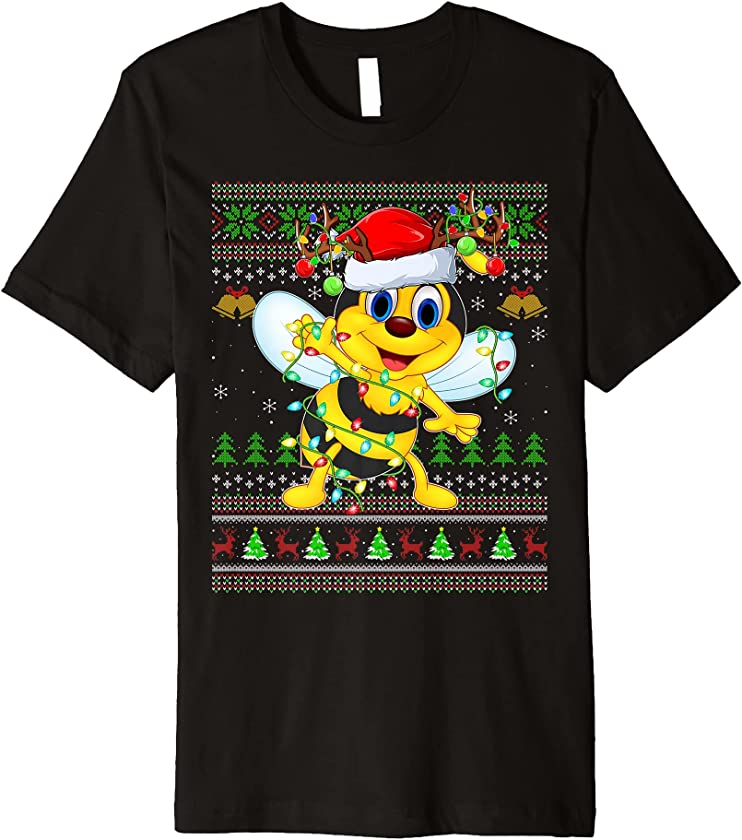 Wasp Insects Lover Xmas Santa Wasp Ugly Christmas Premium T-Shirt