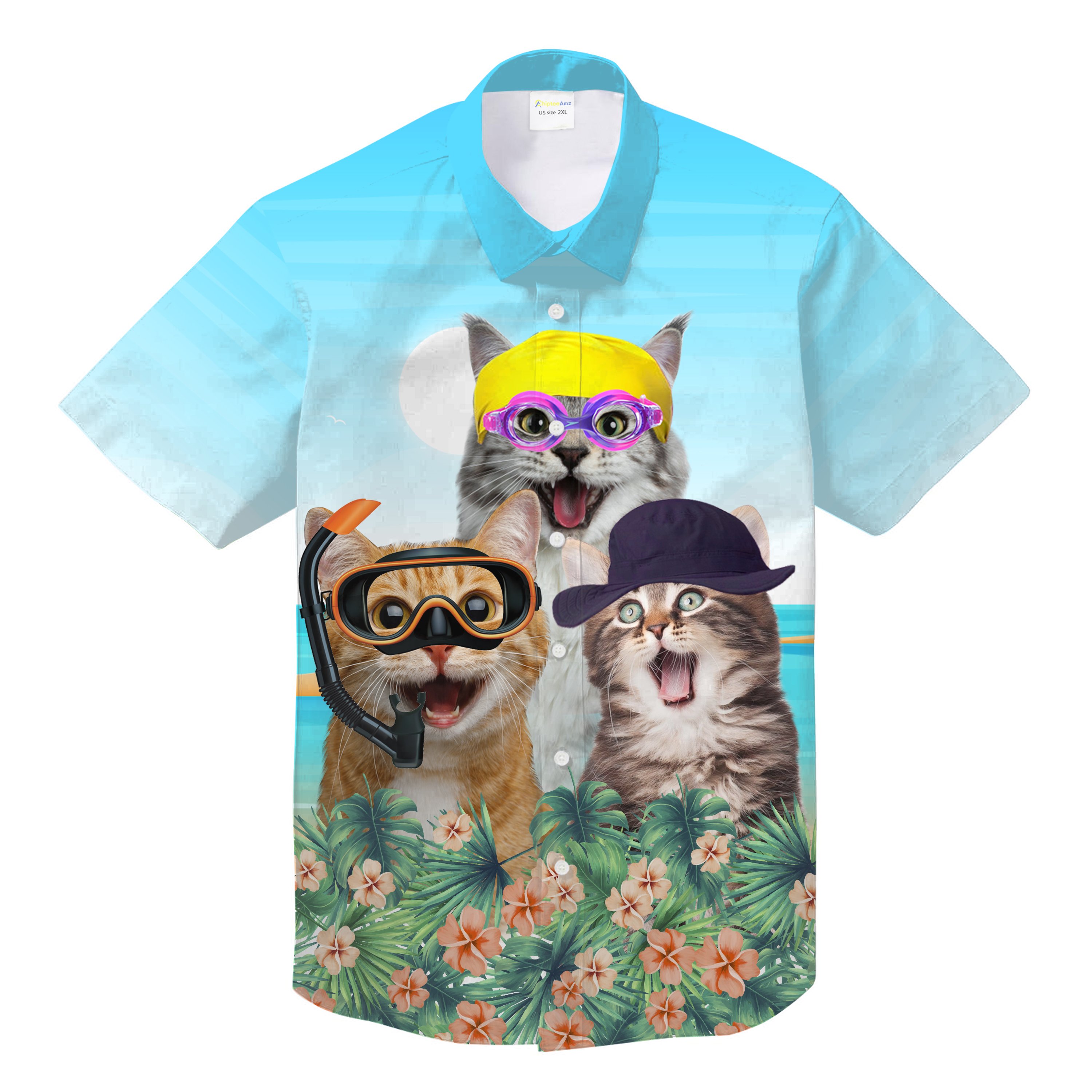 Three Cats Go To The Beach Unisex Hawaii Shirt Chipteeamz Ha12903