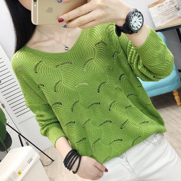 Woman Sweaters Pullover Women’s Pullover Loose Top V-neck Sweater, Hollow-out Sweater for Spring 2021 Femme Chandails alx