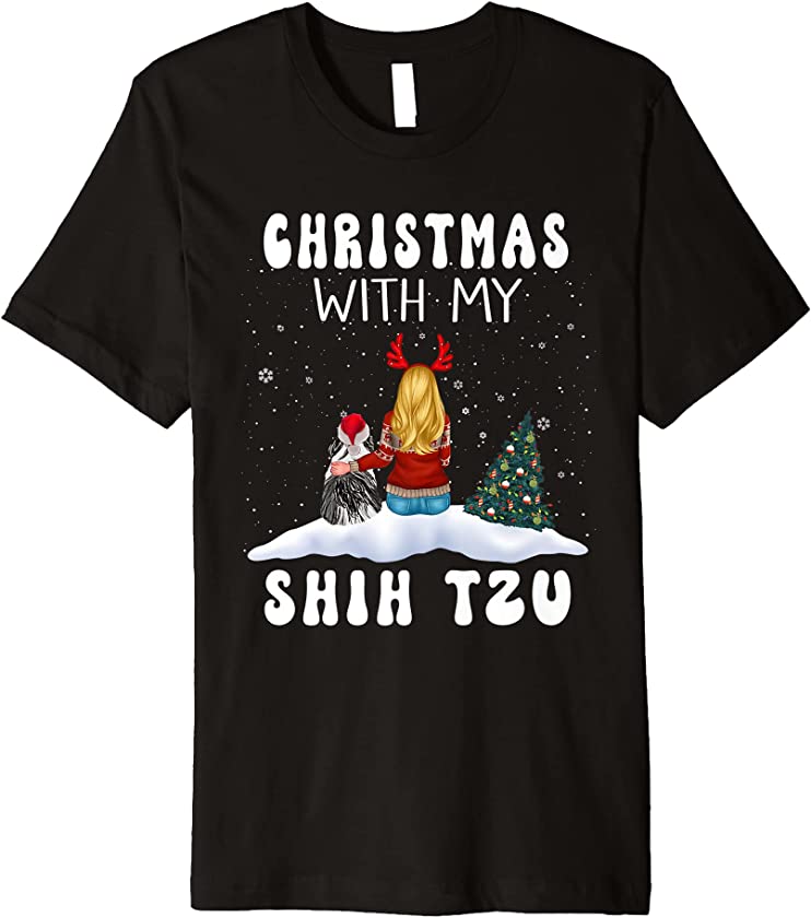 Christmas With My Shih Tzu Dog Puppy Funny Xmas Premium T-Shirt