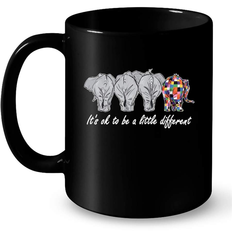 It’s Ok To Be A Little Different, Elephant Design – Full-Wrap Coffee Black Mug