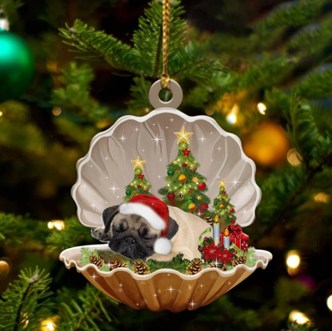 Pug-Sleeping Pearl In Christmas Two Sided Ornament