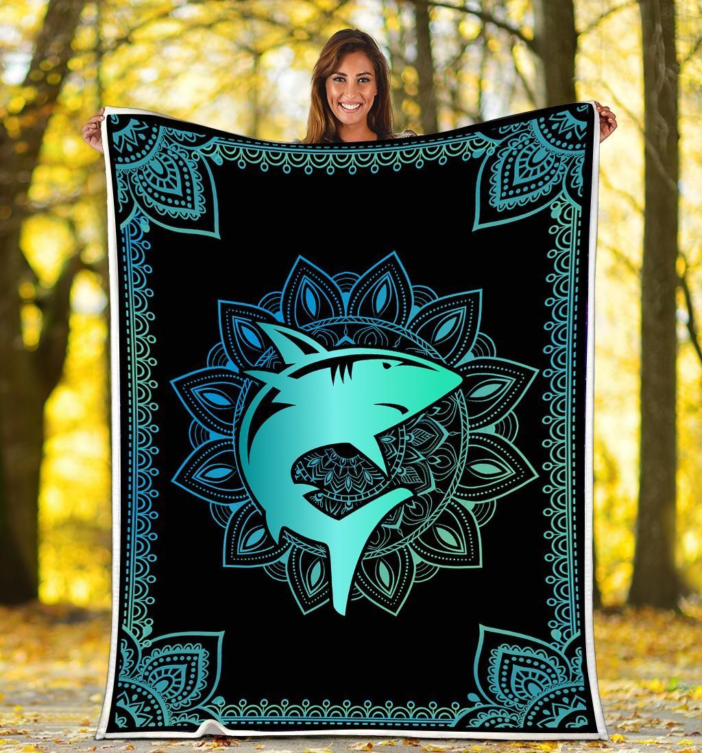 Shark Mandala Personalized Custom Name Date Fleece Blanket Print 3D, Unisex, Kid, Adult