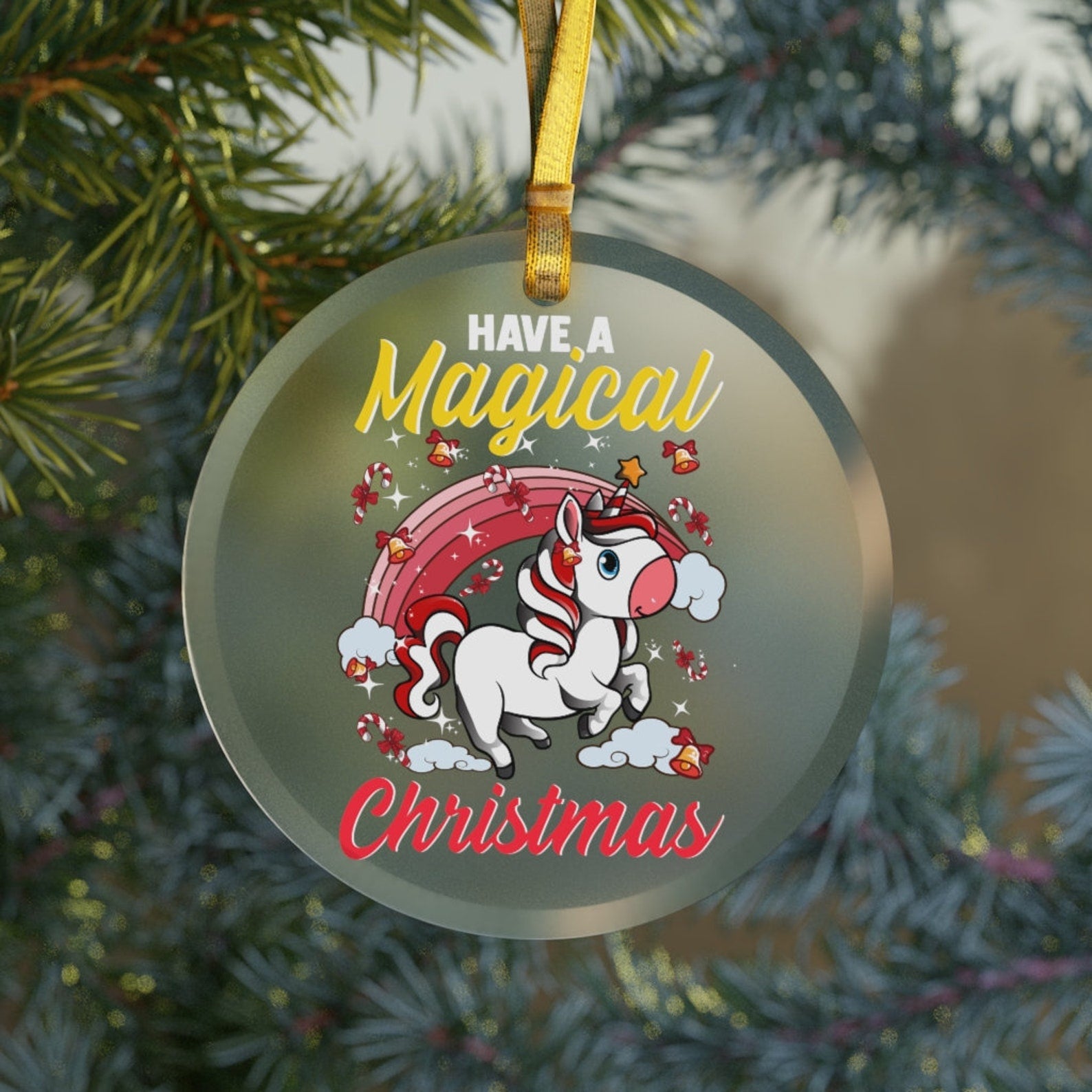 Candy Cane Unicorn Have A Magical Christmasunicorn Giftsunicorn Holiday Decoration Kids Christmas Ornament