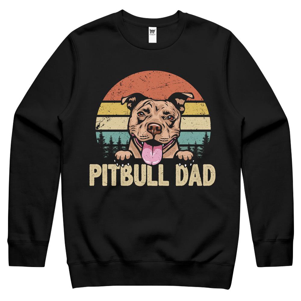 Vintage Pitbull Dad Dog Lover Funny Family Father’S Day Long Sleeve T-Shirt Crewneck Sweatshirt