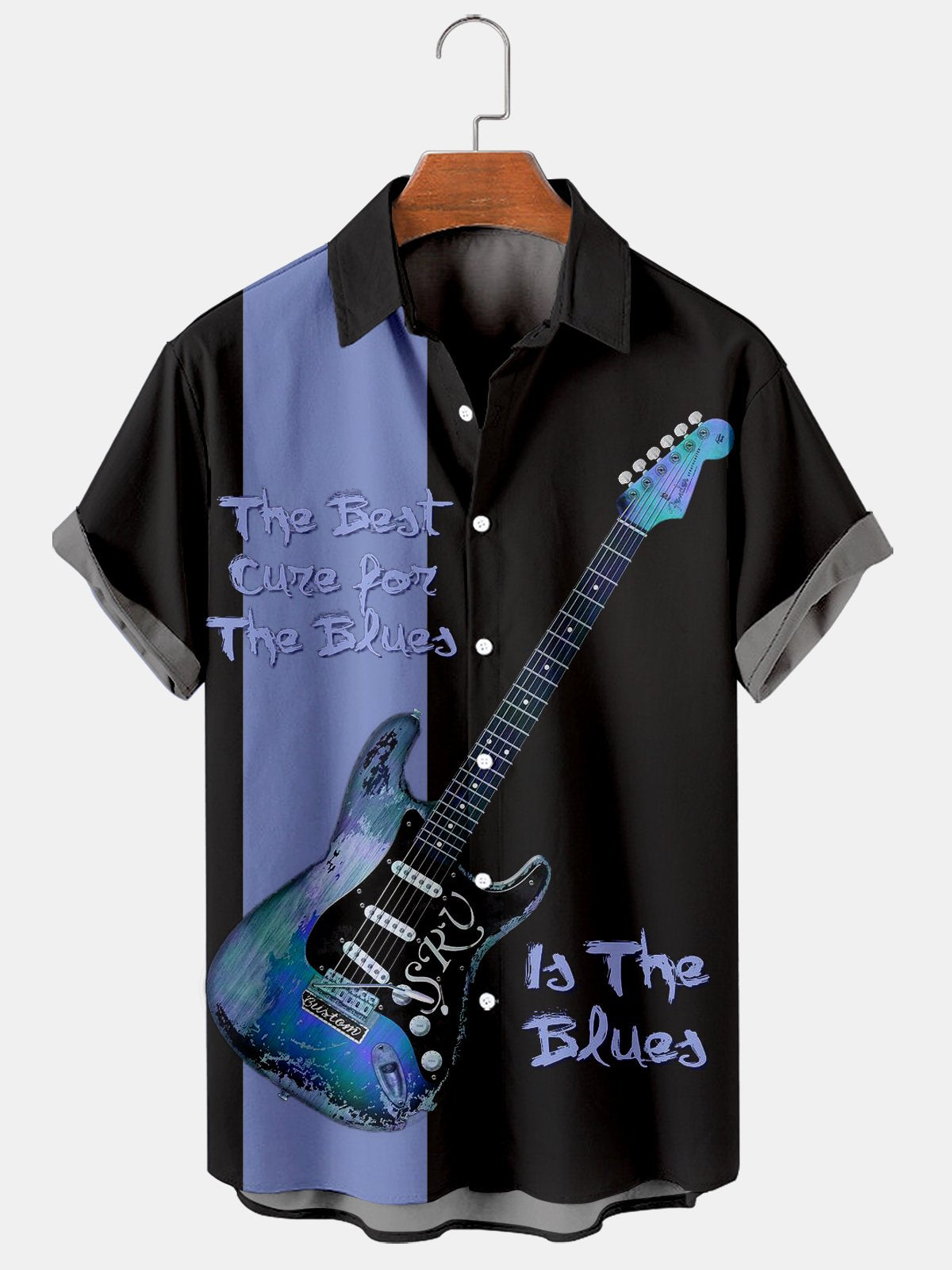 Men’S Simple Music Guitar Print Hawaii Shirt For Men