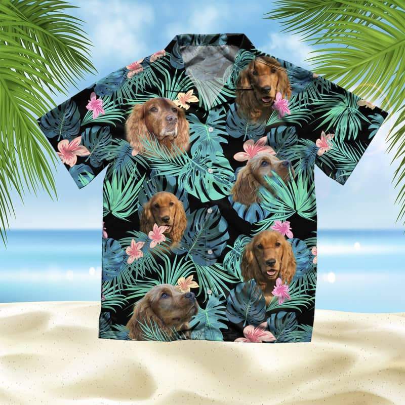 Cocker Spaniel Hawaiian Shirt, Dog Summer Leaves Hawaiian Shirt, Unisex Print Aloha Short Sleeve Casual Shirt
