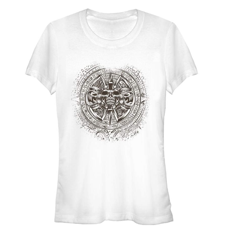 Aztlan Junior’s Aztec Calendar Stone  T Shirt White S