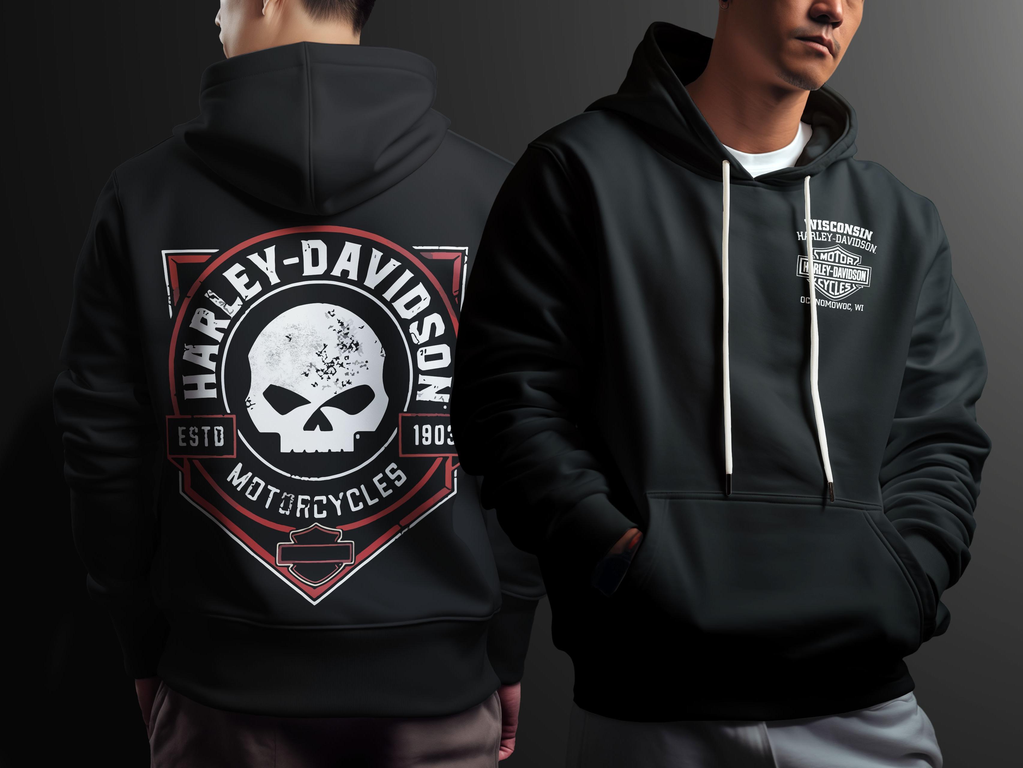 Harley-Davidson Hoodie 2025 1 Black Unisex Pullover with Electric Pink Shield Graphic, Ideal Gift for Female Riders, Garage Girls, and Motorhead Couples Who Love Custom Look and Comfortable Layered Fit