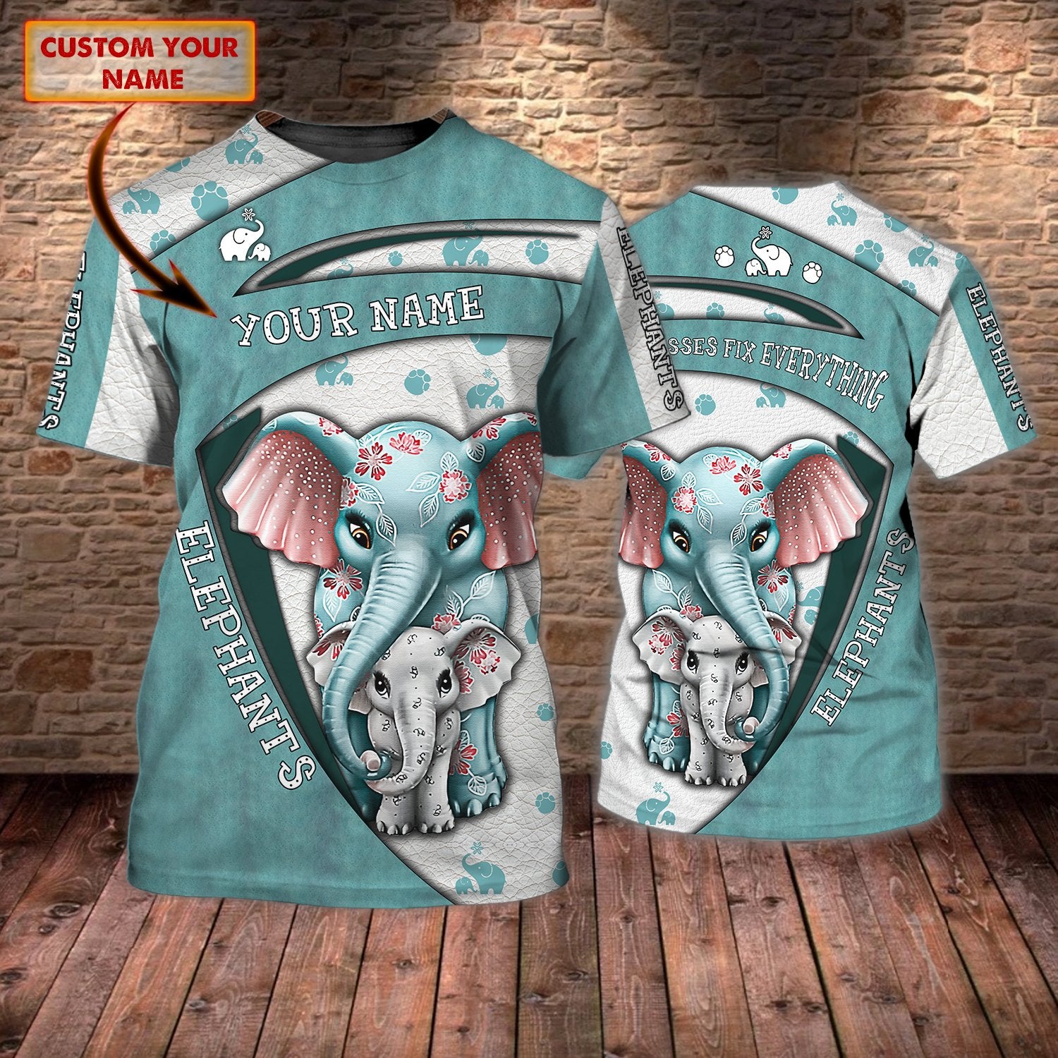 Elephants – Mommy And Baby 3D Tshirt 02 – Urt96