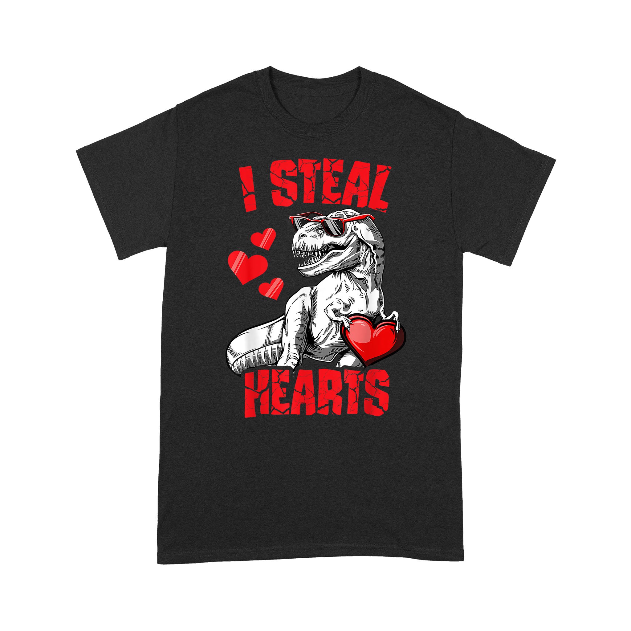 Boys Valentines Day Kids Dinosaur T rex Lover I Steal Hearts T-Shirt – Standard T-shirt