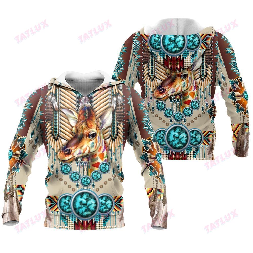 Native Wild Animal Giraffe 3D All Over Printed Shirt, Sweatshirt, Hoodie, Bomber Jacket Size S – 5Xl