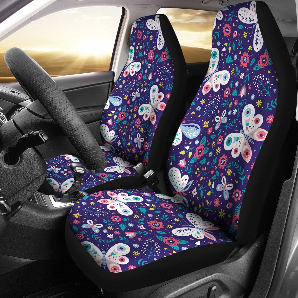 Colorful Butterfly Flower Pattern  Universal Fit Car Seat Covers