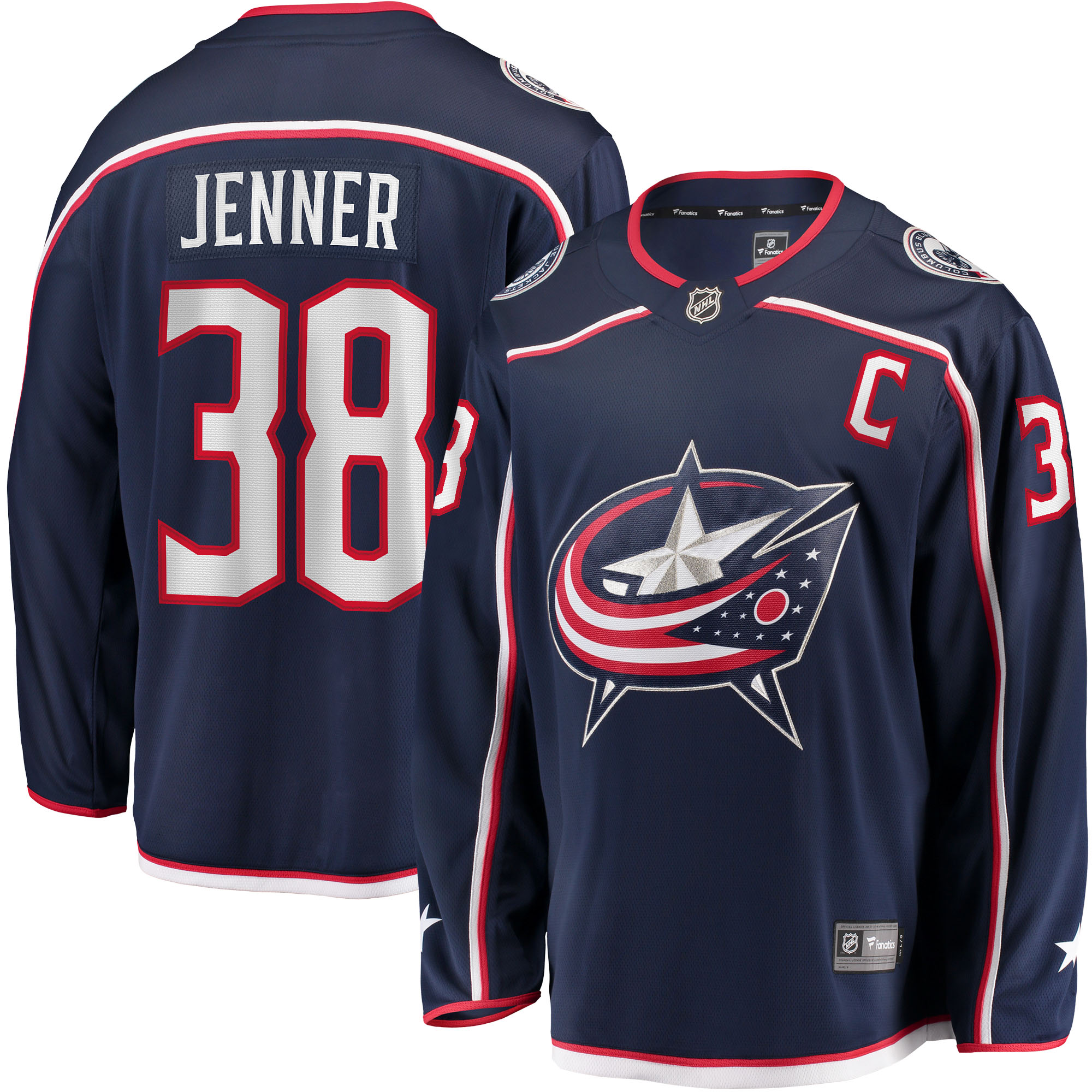 Boone Jenner Columbus Blue Jackets Home Captain Patch Breakaway Player Jersey – Navy