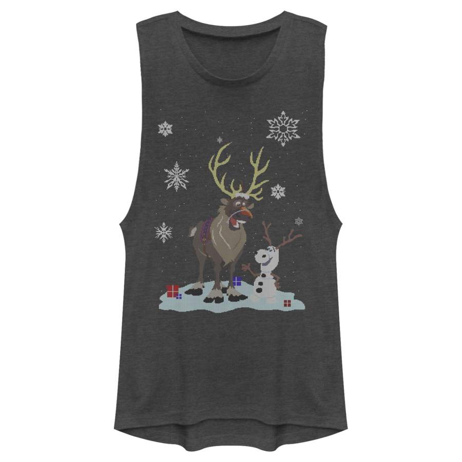 Frozen Junior’s Christmas Sweater Friends  Festival Muscle Tee