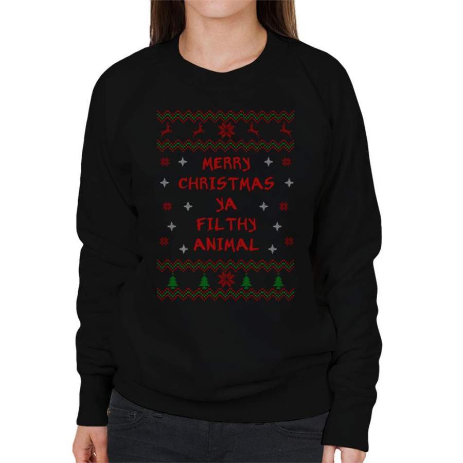 Merry Christmas Ya Filthy Animal Home Alone Knit Women’s Sweatshirt